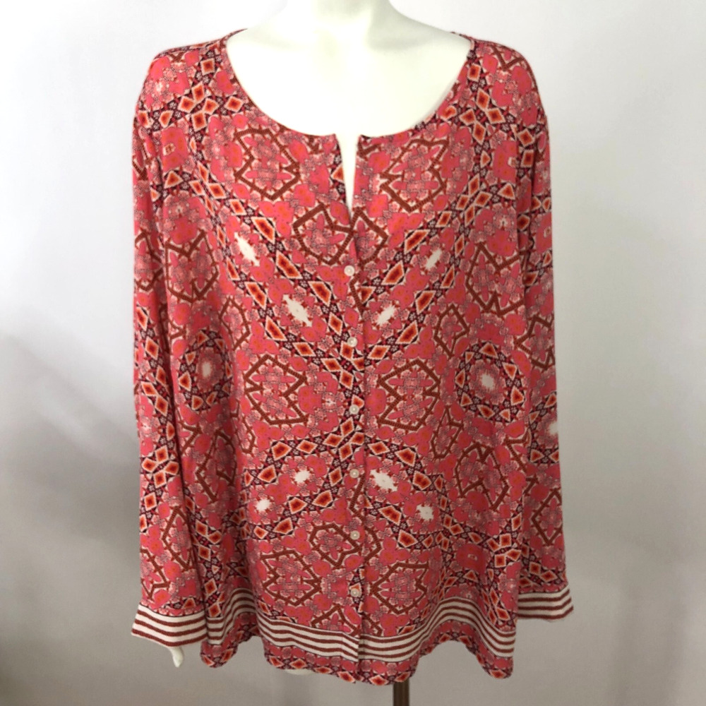 Talbots Plus 3x All Over Print Polyester Button L… - image 2